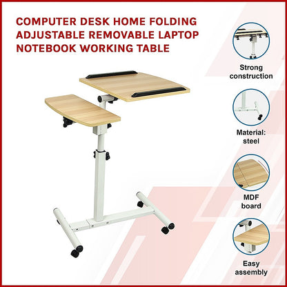 Computer Desk Home Folding Adjustable Removable Laptop Notebook Working Table - Cosy Abode