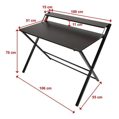 Folding Desk with Shelf Computer Laptop PC Table Side Home Office Furniture - Cosy Abode