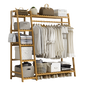 Portable Clothes Rack Coat Garment Stand Bamboo Rail Hanger Airer Closet - Cosy Abode