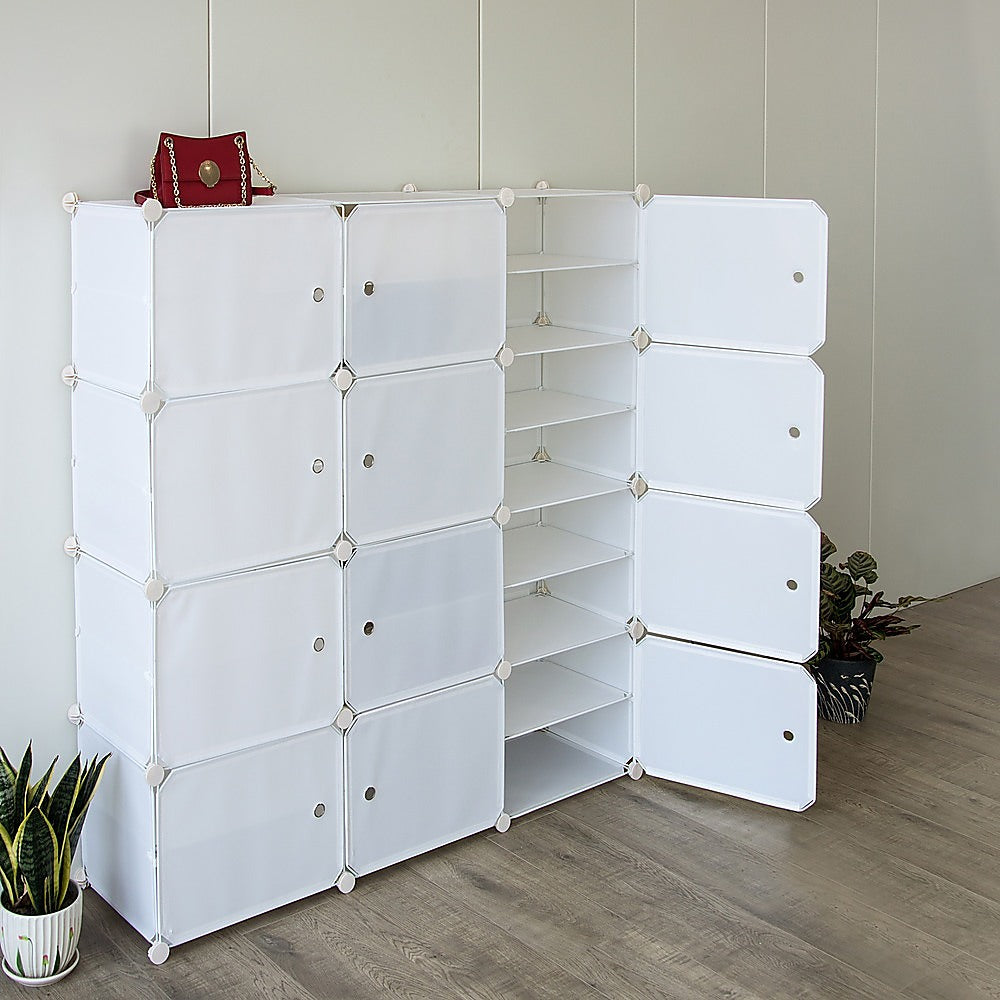 White Cube DIY Shoe Cabinet Rack Storage Portable Stackable Organiser Stand - Cosy Abode