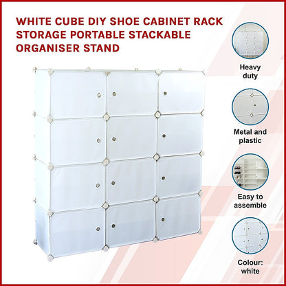 White Cube DIY Shoe Cabinet Rack Storage Portable Stackable Organiser Stand - Cosy Abode