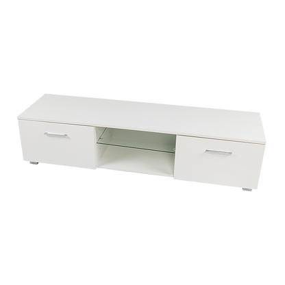 TV Cabinet Entertainment Unit Stand High Gloss Storage Shelf 140cm White - Cosy Abode