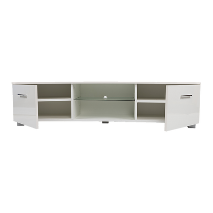TV Cabinet Entertainment Unit Stand High Gloss Storage Shelf 140cm White - Cosy Abode