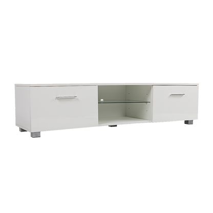 TV Cabinet Entertainment Unit Stand High Gloss Storage Shelf 140cm White - Cosy Abode