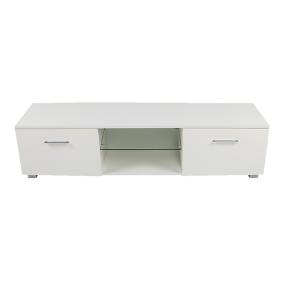 TV Cabinet Entertainment Unit Stand High Gloss Storage Shelf 140cm White - Cosy Abode