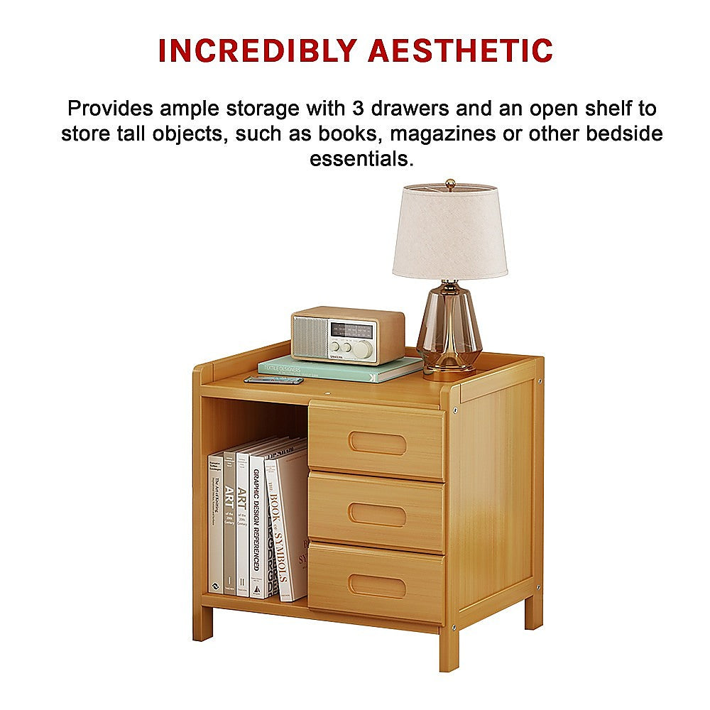 Bamboo Bedside Table Nightstand Storage Bedroom Sofa Side Stand - Cosy Abode