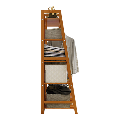 Portable Clothes Rack Coat Garment Stand Bamboo Rail Hanger Airer Closet - Cosy Abode