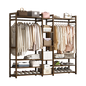 Portable Clothes Rack Coat Garment Stand Bamboo Rail Hanger Airer Closet - Cosy Abode