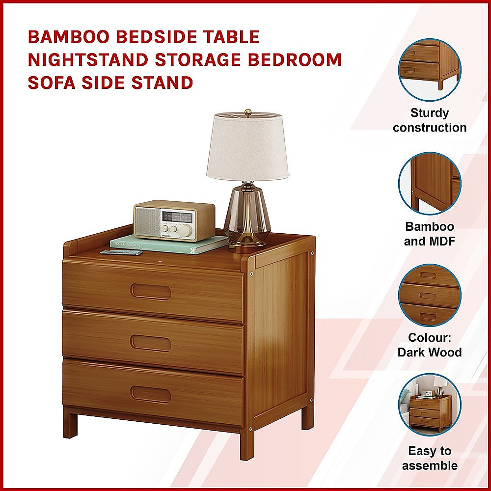 Bamboo Bedside Table Nightstand Storage Bedroom Sofa Side Stand - Cosy Abode