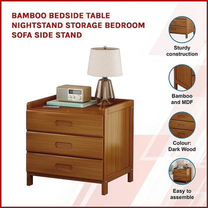 Bamboo Bedside Table Nightstand Storage Bedroom Sofa Side Stand - Cosy Abode