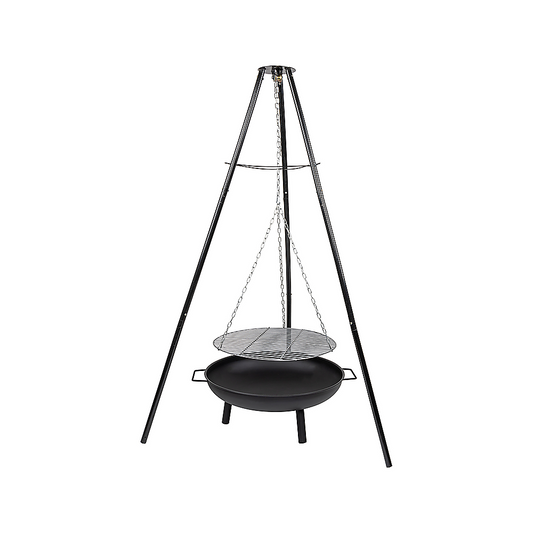 Tripod Garden Fire Pit BBQ Barbecue Cast Iron & Steel Fire Pit Bowl Round - Cosy Abode