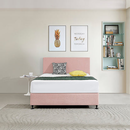Linen Fabric Double Bed Deluxe Headboard Bedhead - Pale Pink - Cosy Abode