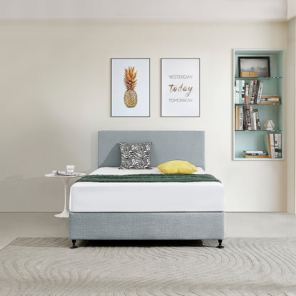 Linen Fabric Double Bed Deluxe Headboard Bedhead - Stone Grey - Cosy Abode