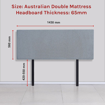 Linen Fabric Double Bed Deluxe Headboard Bedhead - Berlin Blue - Cosy Abode