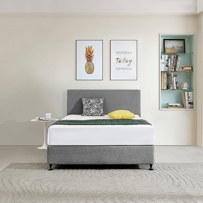 Linen Fabric Double Bed Deluxe Headboard Bedhead - Night Ash - Cosy Abode