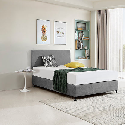 Linen Fabric Double Bed Deluxe Headboard Bedhead - Night Ash - Cosy Abode