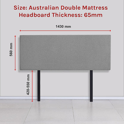 Linen Fabric Double Bed Deluxe Headboard Bedhead - Night Ash - Cosy Abode