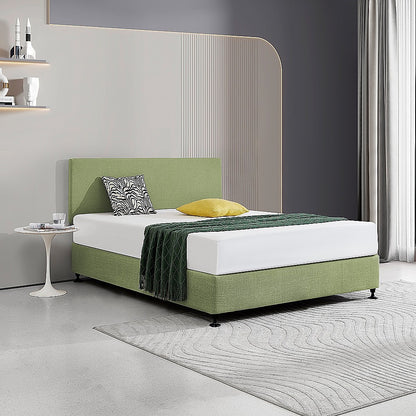 Linen Fabric Queen Bed Deluxe Headboard Bedhead - Olive Green - Cosy Abode