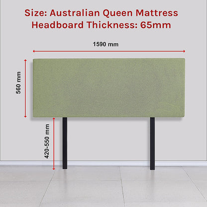 Linen Fabric Queen Bed Deluxe Headboard Bedhead - Olive Green - Cosy Abode