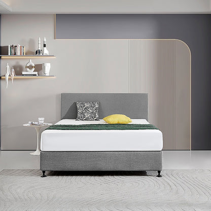 Linen Fabric Queen Bed Deluxe Headboard Bedhead - Night Ash - Cosy Abode
