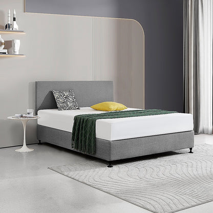 Linen Fabric Queen Bed Deluxe Headboard Bedhead - Night Ash - Cosy Abode