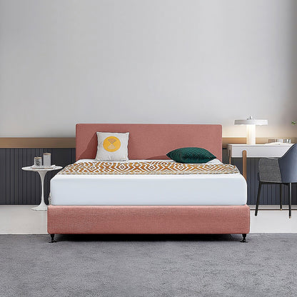 Linen Fabric King Bed Deluxe Headboard Bedhead - Pearl Copper Brown - Cosy Abode