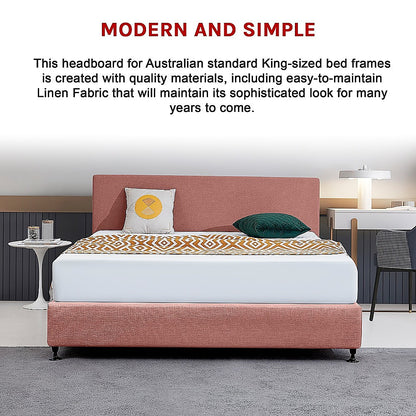 Linen Fabric King Bed Deluxe Headboard Bedhead - Pearl Copper Brown - Cosy Abode