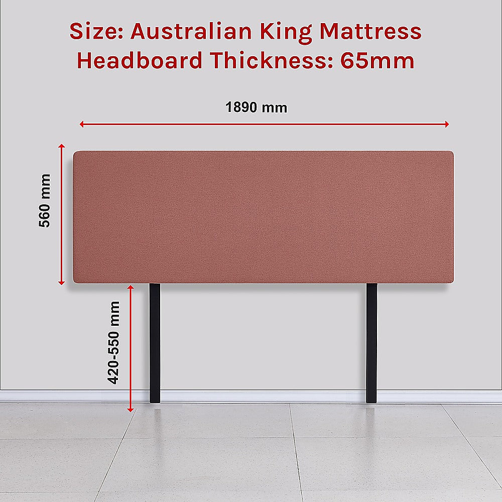 Linen Fabric King Bed Deluxe Headboard Bedhead - Pearl Copper Brown - Cosy Abode