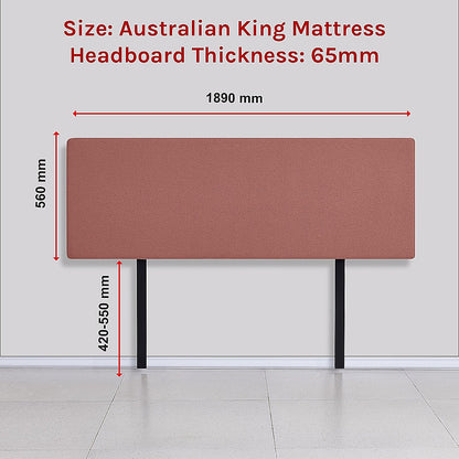 Linen Fabric King Bed Deluxe Headboard Bedhead - Pearl Copper Brown - Cosy Abode