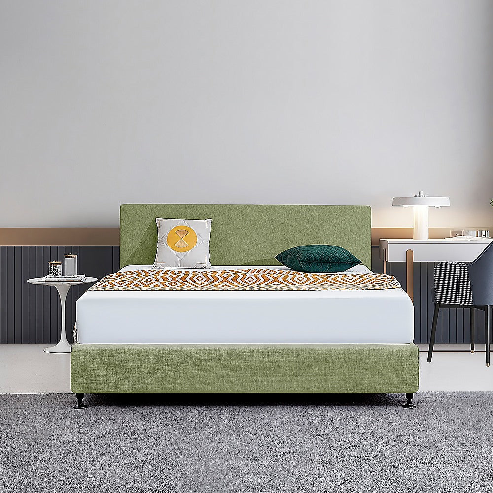 Linen Fabric King Bed Deluxe Headboard Bedhead - Olive Green - Cosy Abode