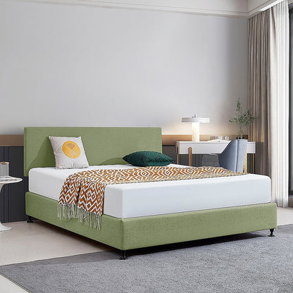 Linen Fabric King Bed Deluxe Headboard Bedhead - Olive Green - Cosy Abode