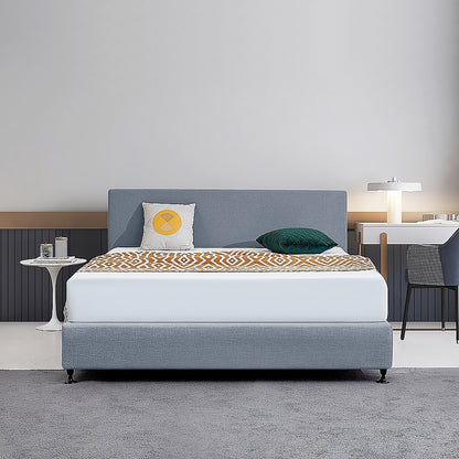 Linen Fabric King Bed Deluxe Headboard Bedhead - Berlin Blue - Cosy Abode