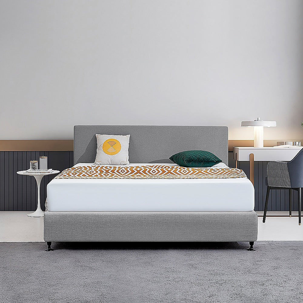 Linen Fabric King Bed Deluxe Headboard Bedhead - Night Ash - Cosy Abode