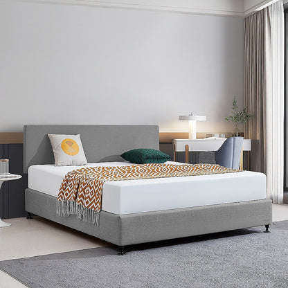 Linen Fabric King Bed Deluxe Headboard Bedhead - Night Ash - Cosy Abode
