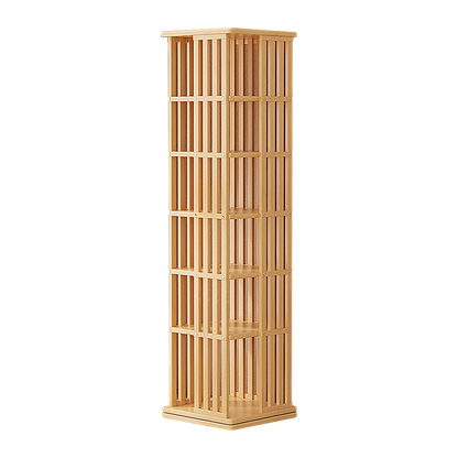 Rotating Bookshelf 360 degree Bamboo Storage Display Rack - Light - Cosy Abode