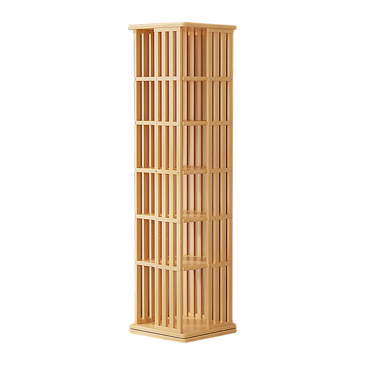 Rotating Bookshelf 360 degree Bamboo Storage Display Rack - Light - Cosy Abode