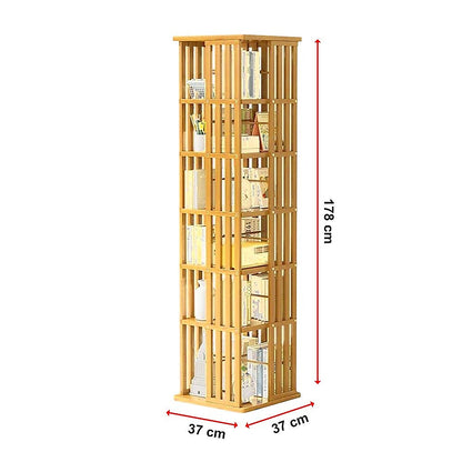 Rotating Bookshelf 360 degree Bamboo Storage Display Rack - Light - Cosy Abode