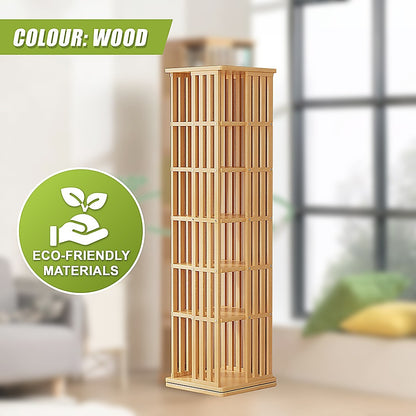 Rotating Bookshelf 360 degree Bamboo Storage Display Rack - Light - Cosy Abode