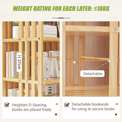 Rotating Bookshelf 360 degree Bamboo Storage Display Rack - Light - Cosy Abode