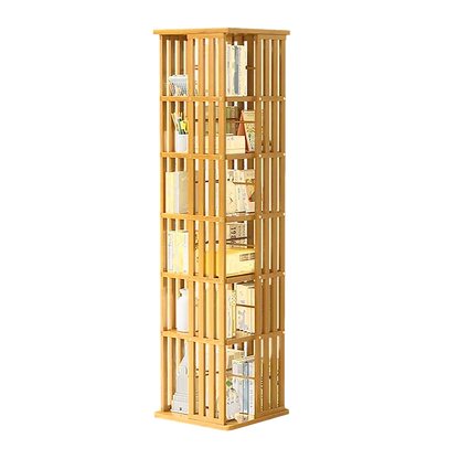 Rotating Bookshelf 360 degree Bamboo Storage Display Rack - Light - Cosy Abode