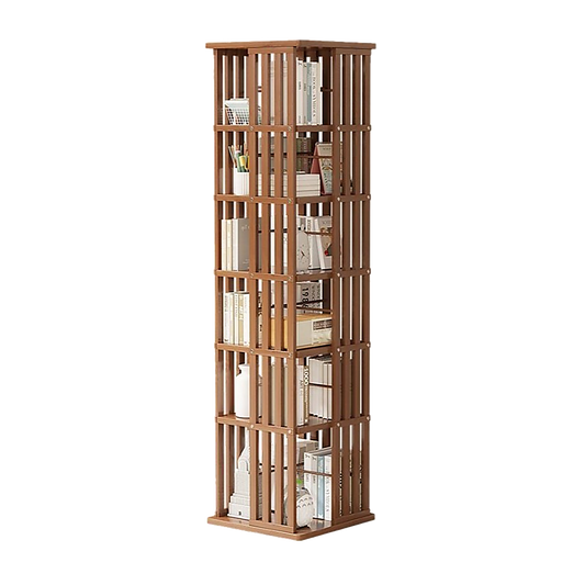 Rotating Bookshelf 360 degree Bamboo Storage Display Rack - Dark - Cosy Abode
