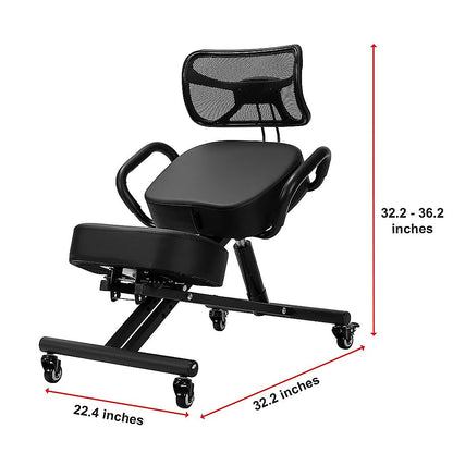 Ergonomic Kneeling Posture Chair with Backrest Adjustable Height and Casters - Cosy Abode
