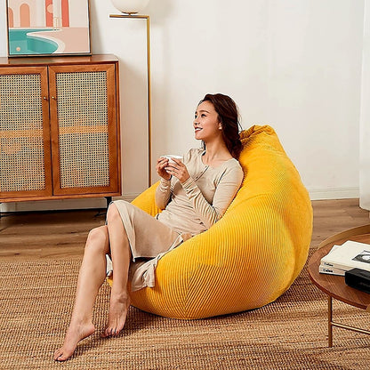 Jumbo Cord Beanbag Chair Cover Unfilled Large Bean Bag - Mustard - Cosy Abode