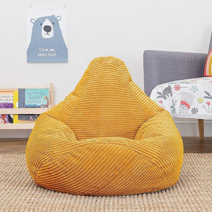 Jumbo Cord Beanbag Chair Cover Unfilled Large Bean Bag - Mustard - Cosy Abode