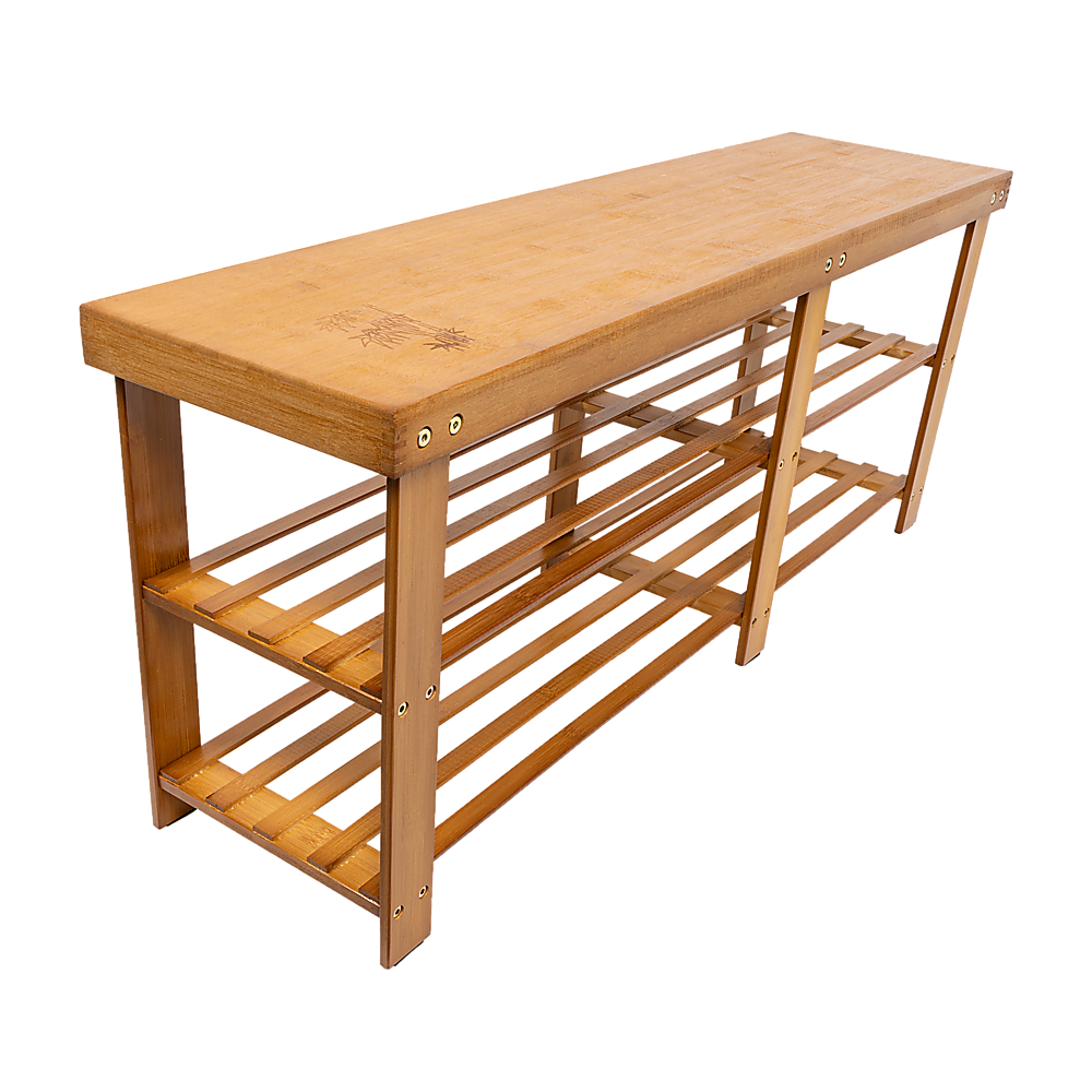 Bamboo Shoe Rack Wooden Bench Storage Organiser Cabinet Holder Stool - Cosy Abode