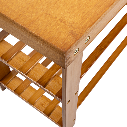 Bamboo Shoe Rack Wooden Bench Storage Organiser Cabinet Holder Stool - Cosy Abode