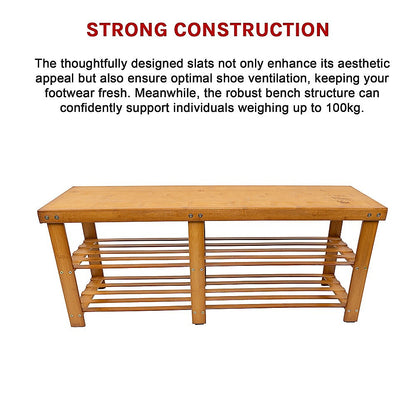 Bamboo Shoe Rack Wooden Bench Storage Organiser Cabinet Holder Stool - Cosy Abode