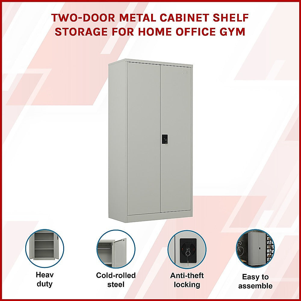 Two-Door Metal Cabinet Shelf Storage for Home Office Gym - Cosy Abode