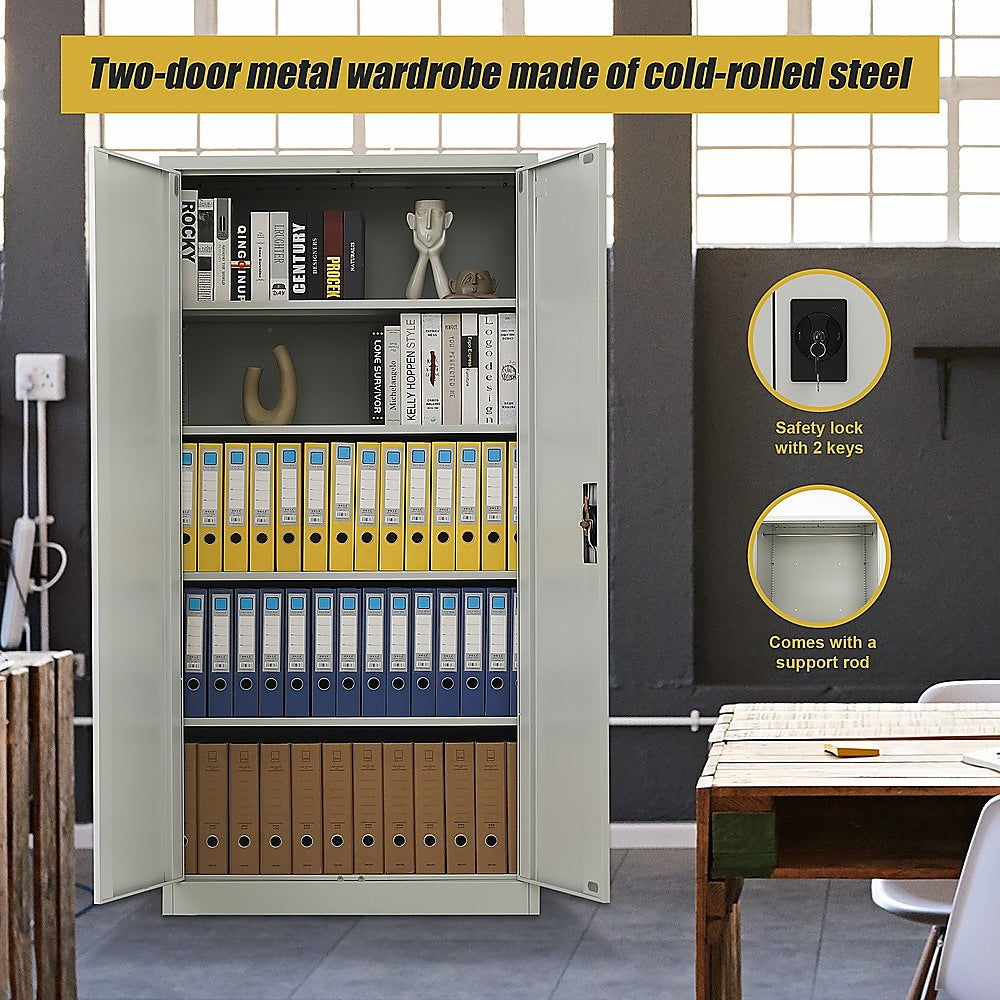 Two-Door Metal Cabinet Shelf Storage for Home Office Gym - Cosy Abode