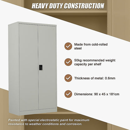 Two-Door Metal Cabinet Shelf Storage for Home Office Gym - Cosy Abode